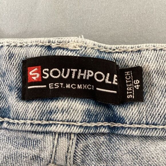 Mens SouthPole Jean Shorts size 46 distressed denim blue - Picture 4 of 5